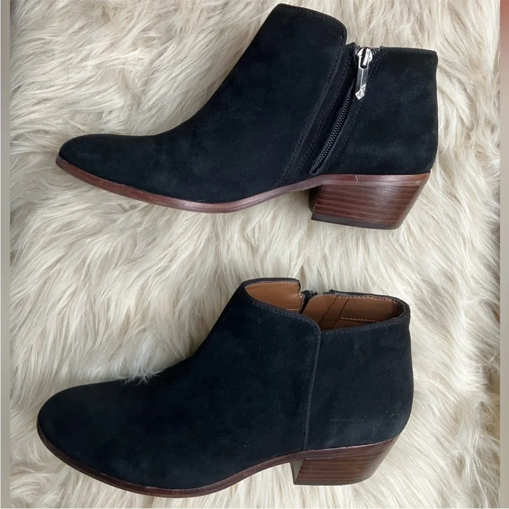 Sam Edelman Black Suede Western Ankle Boots Low Heel Fall Witchy Size 8.5
